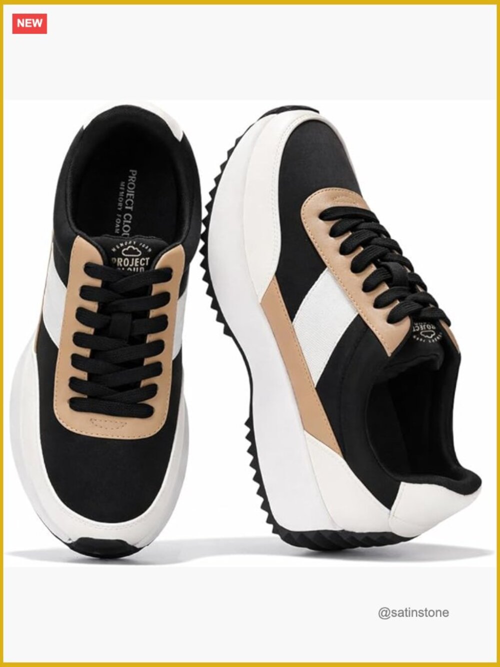 Memory Foam Sneakers - Non-Slip Lace Up Trendy Shoes - Fashion Sneakers for